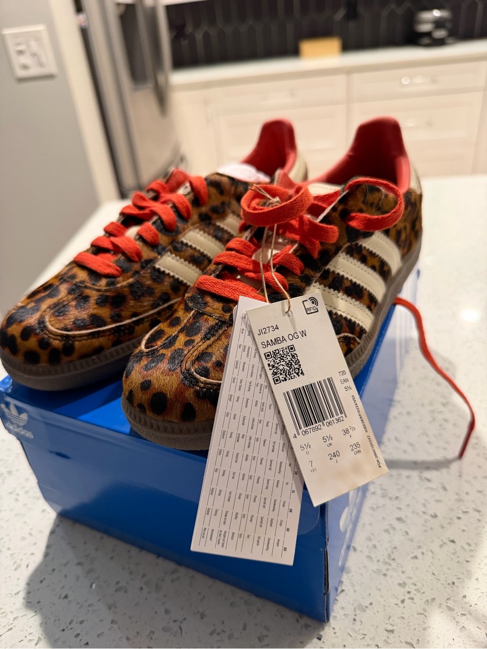 Adidas Samba Leopard Print Sneakers with Red Accents - Picture 2 of 5